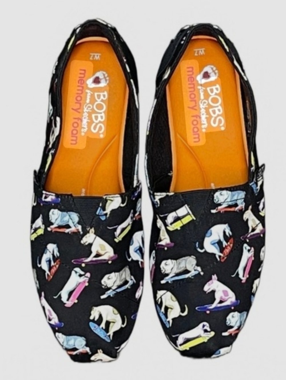 Bobs Black Slip-On Shoes with Dog Print